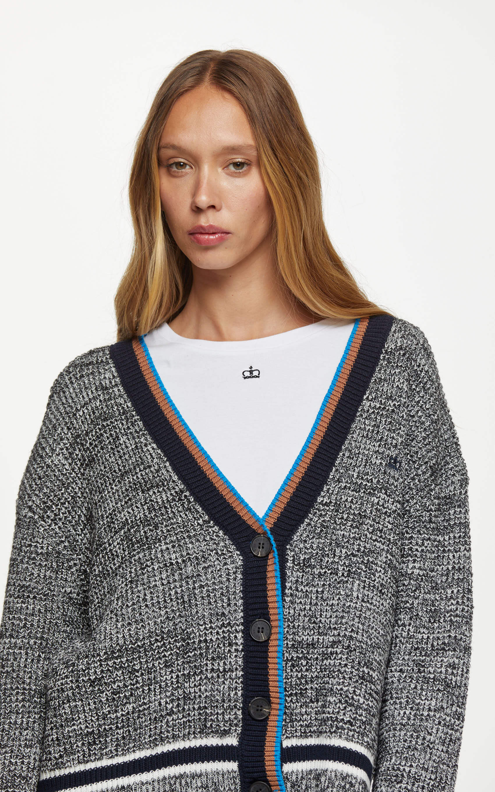 Cardigan Off White Y Negro