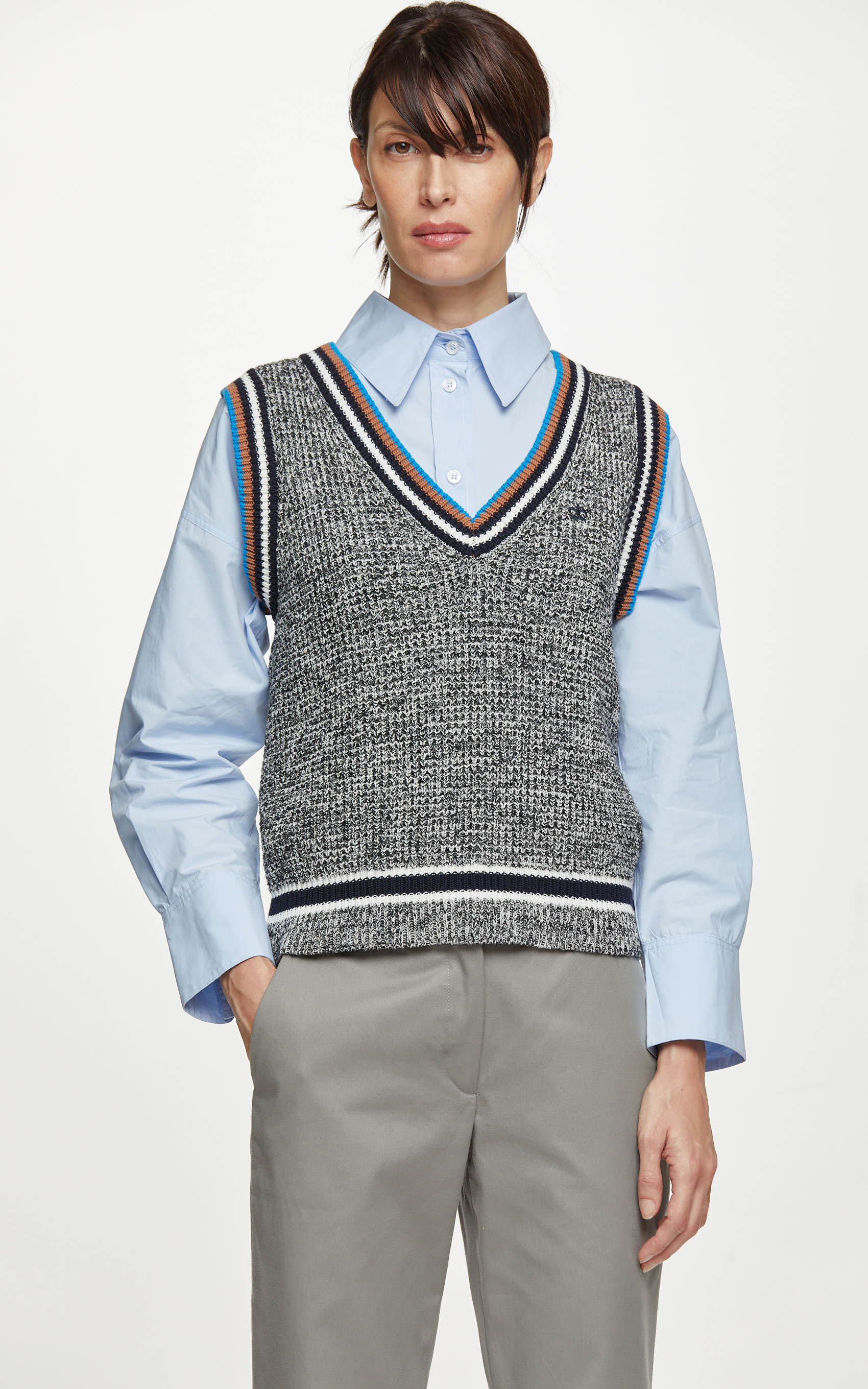 Chaleco Off White Y Negro